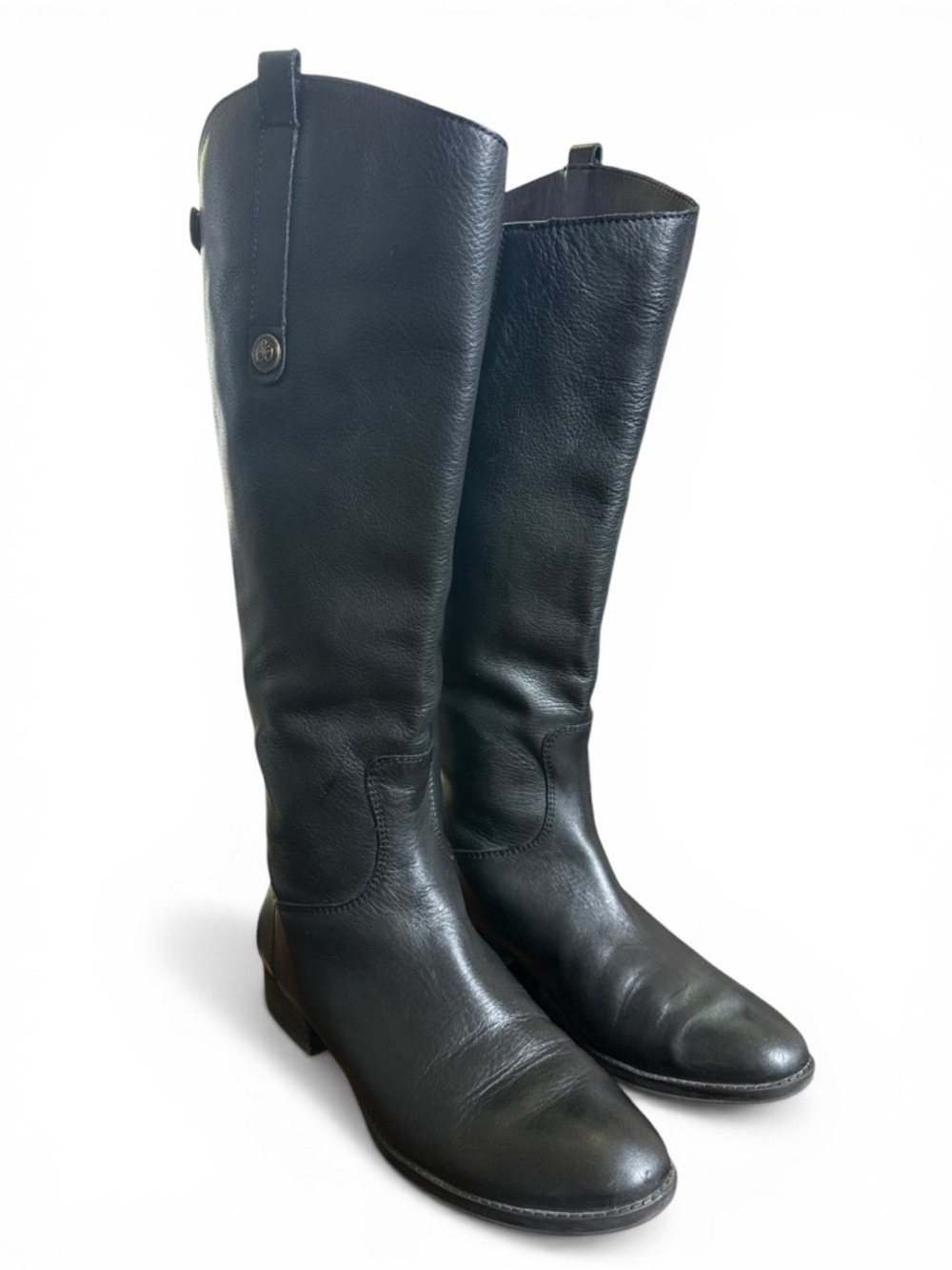 Sam Edelman Wide Calf Penny Riding Boot Black Leather Womens Size 8M WC 39EU